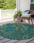 Addison Rugs Paisley Teal Washable Indoor-Outdoor Rug