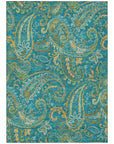 Addison Rugs Paisley Teal Washable Indoor-Outdoor Rug