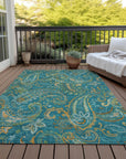 Addison Rugs Paisley Teal Washable Indoor-Outdoor Rug