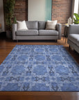 Addison Rugs Panel Blue Washable Indoor-Outdoor Rug