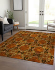 Addison Rugs Panel Orange Washable Indoor-Outdoor Rug