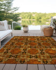 Addison Rugs Panel Orange Washable Indoor-Outdoor Rug