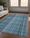 Addison Rugs Plaid Teal Washable Indoor-Outdoor Rug