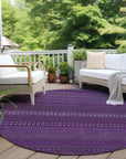 Addison Rugs Stripes Eggplant Washable Indoor-Outdoor Rug