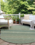 Stripes Green Washable Indoor-Outdoor Rug