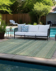 Stripes Green Washable Indoor-Outdoor Rug