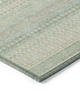 Stripes Green Washable Indoor-Outdoor Rug