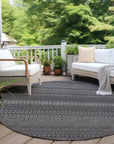 Stripes Grey Washable Indoor-Outdoor Rug