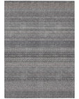 Stripes Grey Washable Indoor-Outdoor Rug