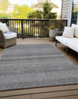 Stripes Grey Washable Indoor-Outdoor Rug