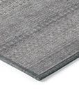 Stripes Grey Washable Indoor-Outdoor Rug