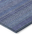 Stripes Navy Washable Indoor-Outdoor Rug