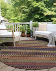 Stripes Paprika Washable Indoor-Outdoor Rug
