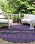 Stripes Purple Washable Indoor-Outdoor Rug