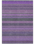 Addison Rugs Stripes Purple Washable Indoor-Outdoor Rug