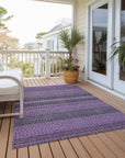 Stripes Purple Washable Indoor-Outdoor Rug