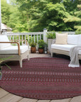 Stripes Red Washable Indoor-Outdoor Rug