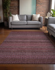 Stripes Red Washable Indoor-Outdoor Rug