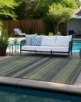 Stripes Sage Washable Indoor-Outdoor Rug