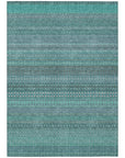Addison Rugs Stripes Teal Washable Indoor-Outdoor Rug