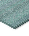 Stripes Teal Washable Indoor-Outdoor Rug