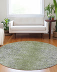 Vintage Green Washable Indoor-Outdoor Rug
