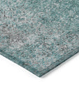 Vintage Teal Washable Indoor-Outdoor Rug