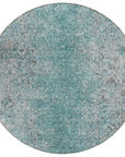 Vintage Teal Washable Indoor-Outdoor Rug