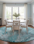Watercolors Teal Washable Indoor-Outdoor Rug
