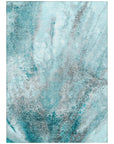 Watercolors Teal Washable Indoor-Outdoor Rug