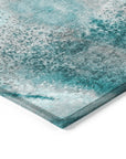Watercolors Teal Washable Indoor-Outdoor Rug