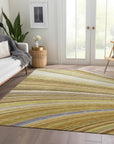 Waves Brown Washable Indoor-Outdoor Rug