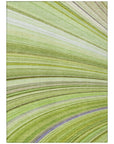 Waves Green Washable Indoor-Outdoor Rug