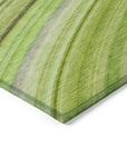 Waves Green Washable Indoor-Outdoor Rug