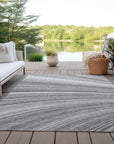 Waves Grey Washable Indoor-Outdoor Rug