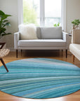 Waves Teal Washable Indoor-Outdoor Rug