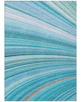 Waves Teal Washable Indoor-Outdoor Rug