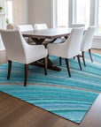Waves Teal Washable Indoor-Outdoor Rug