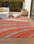Waves Terracotta Washable Indoor-Outdoor Rug