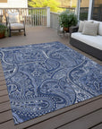 Addison Rugs Woven Blocks Blue Washable Indoor-Outdoor Rug