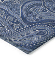 Woven Blocks Blue Washable Indoor-Outdoor Rug