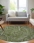 Woven Blocks Green Washable Indoor-Outdoor Rug