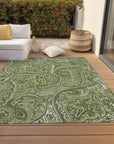 Woven Blocks Green Washable Indoor-Outdoor Rug