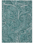 Woven Blocks Teal Washable Indoor-Outdoor Rug