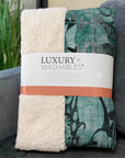 Floral Teal Washable Indoor-Outdoor Rug