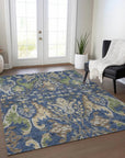 LOOMLAN Rugs Alfreda Blue Washable Indoor-Outdoor Rug