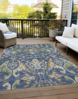 LOOMLAN Rugs Alfreda Blue Washable Indoor-Outdoor Rug