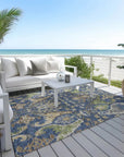 LOOMLAN Rugs Alfreda Blue Washable Indoor-Outdoor Rug