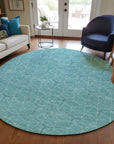 LOOMLAN Rugs Alina Teal Washable Indoor-Outdoor Rug