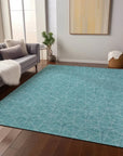 LOOMLAN Rugs Alina Teal Washable Indoor-Outdoor Rug